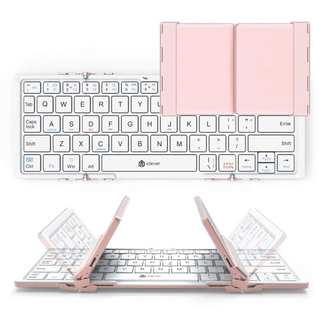 スマホと同じサイズ感のキーボード Iclever の新色ピンクローズが