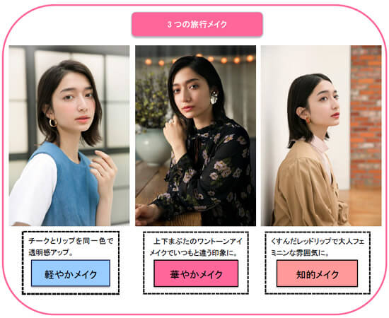 旅先で楽しみたい 同じアイテムで作るメイク3パターン Itsnapマガジン