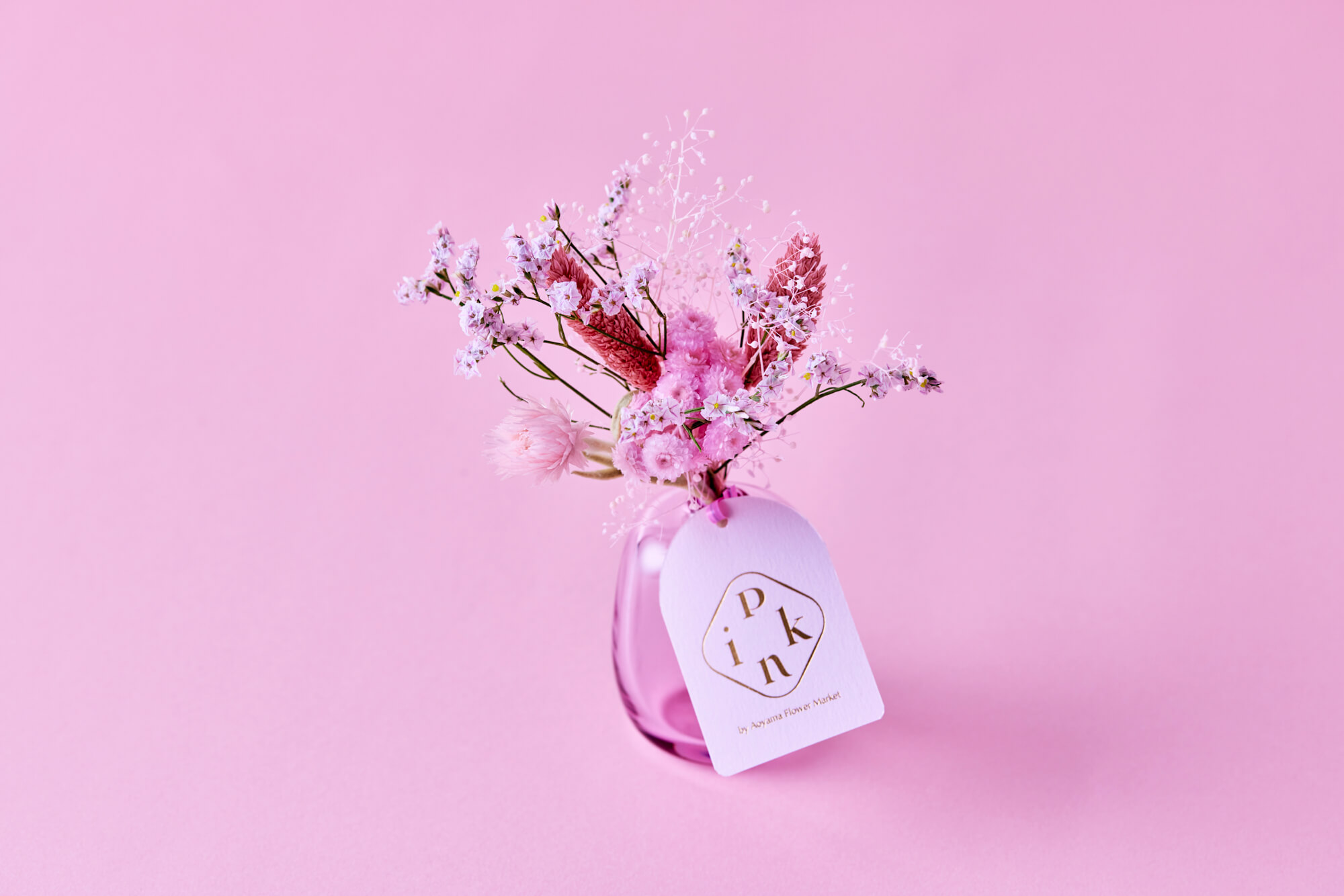 大阪・阪神梅田「Pink by Aoyama Flower Marketのドライブーケセット／￥1,320～(税込み)