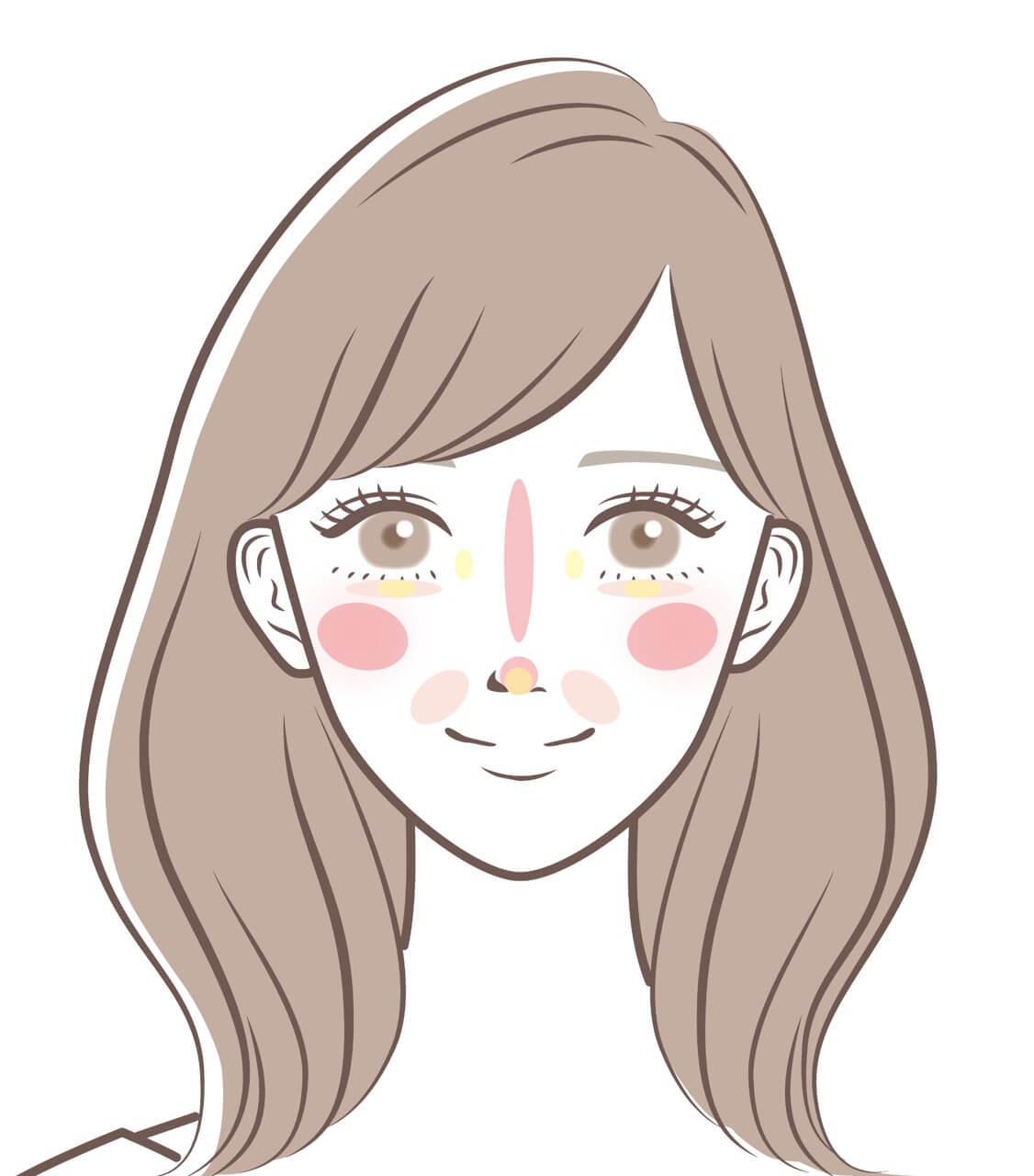 RRRingハイライターをのせる位置のイラスト